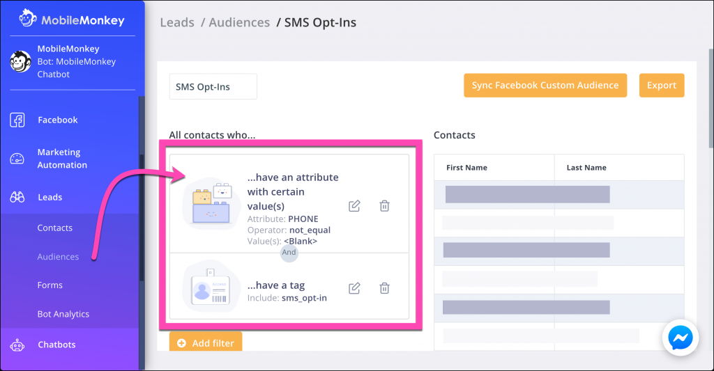 sms tools to create audience segments