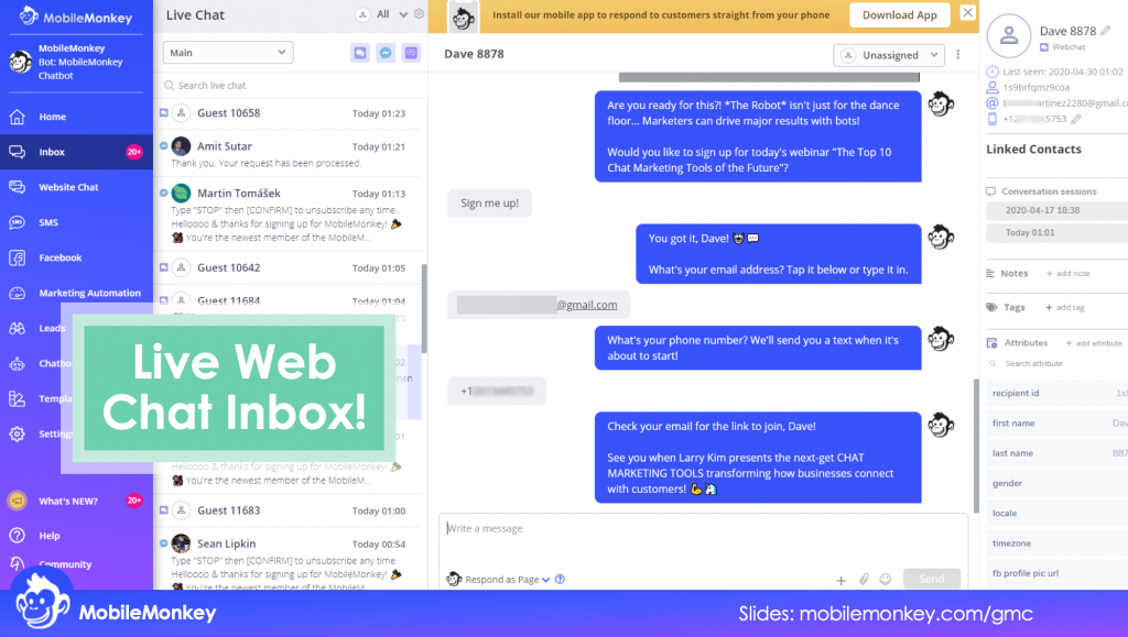 Live B2B Web Chat Inbox