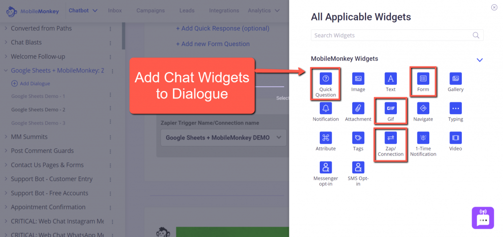 add Customers.ai chat widgets to dialogue