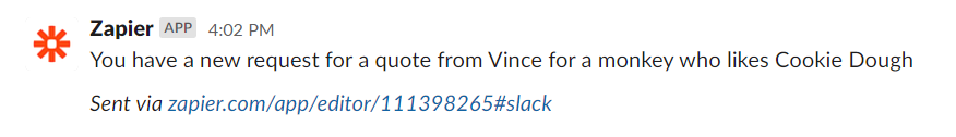 Slack notification from Customers.ai