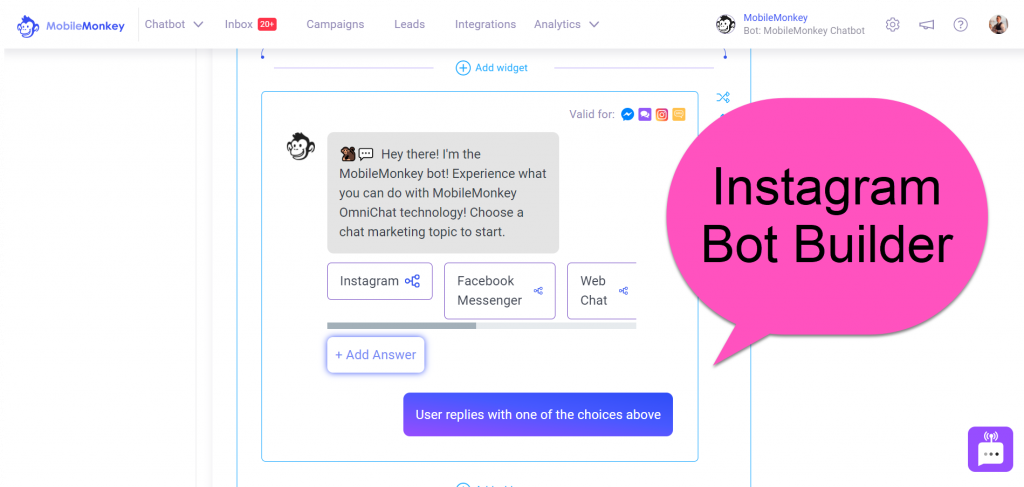 Instagram bot builder