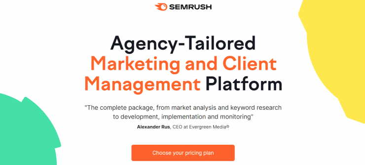 Semrush’s desktop landing page