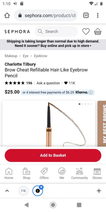 Sephora’s mobile landing page.