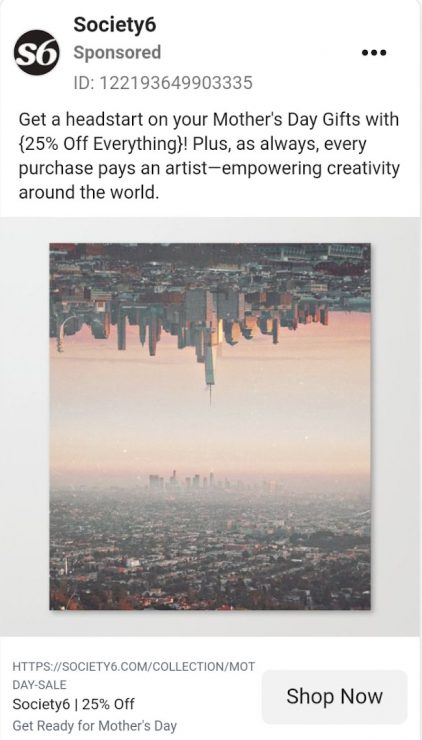 Society6 ad