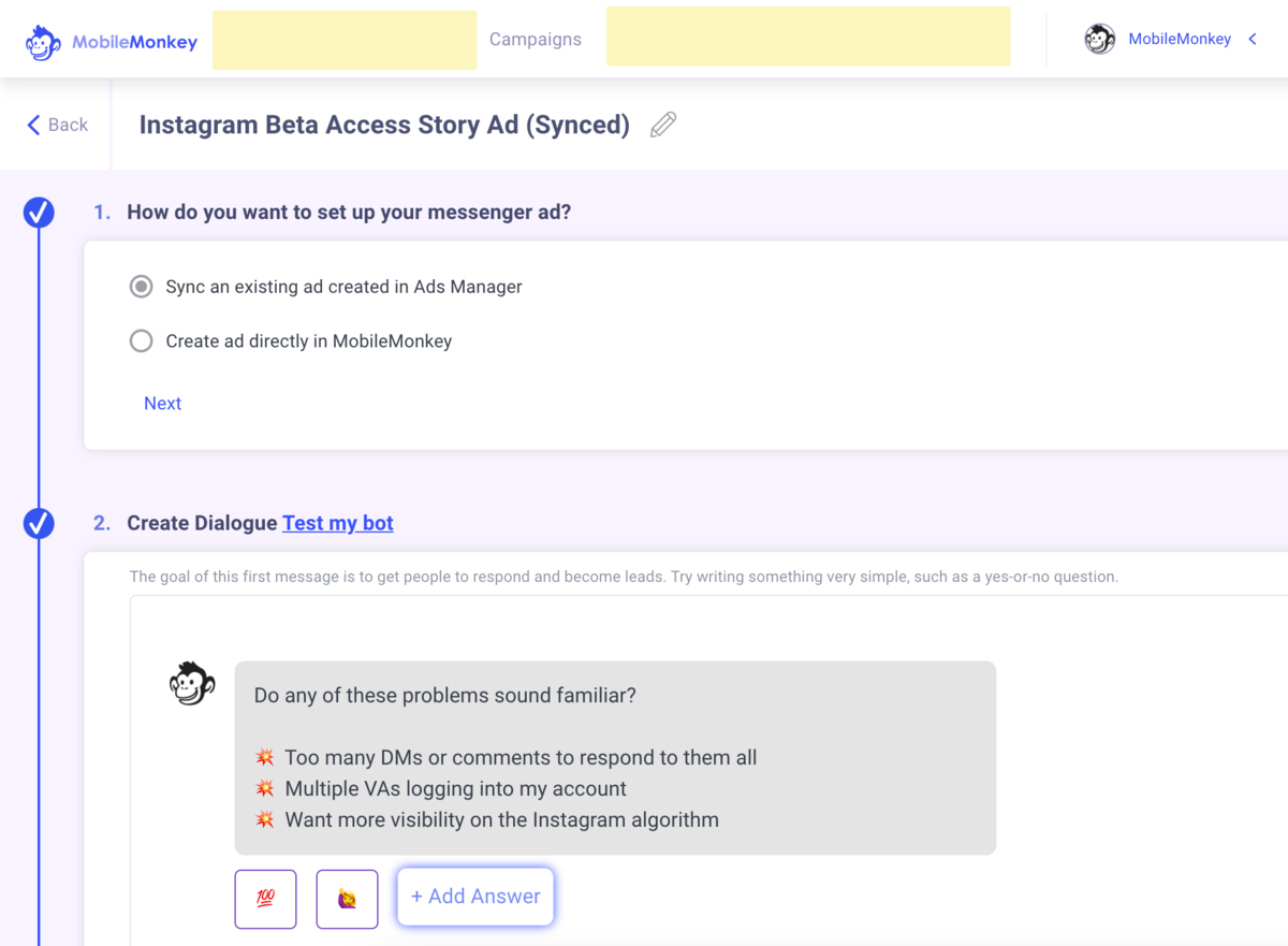 facebook messenger ad builder