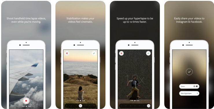 Hyperlapse app screenshots.
