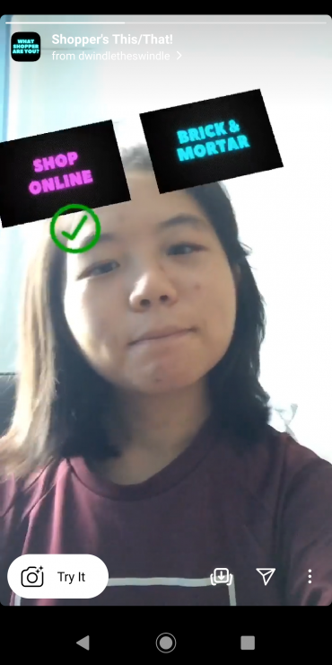 Shopper’s This/That! Instagram Story filter