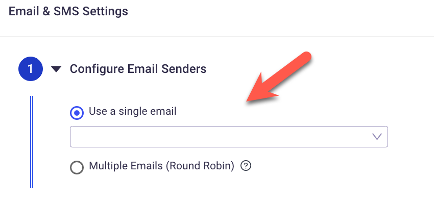 Select which email or emails you'd like to use as sales email automation