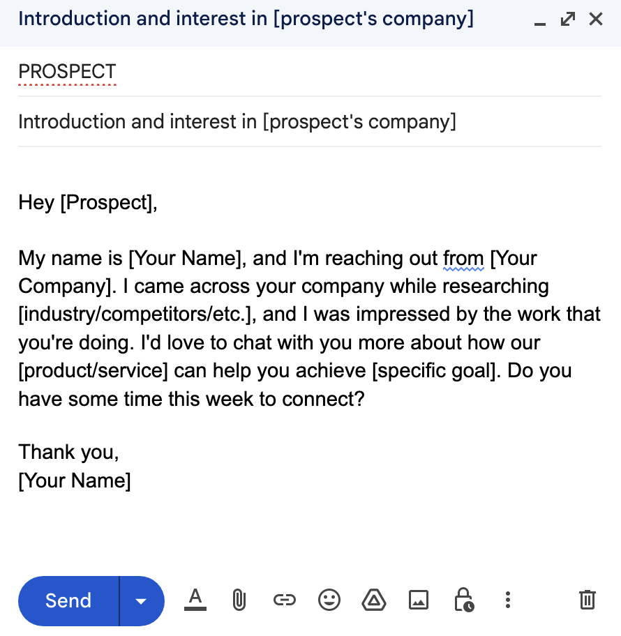 professional b2b sales prospecting email template 