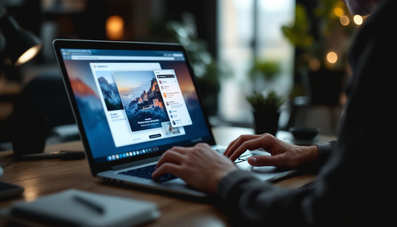 A photograph of a focused individual engaging with a laptop or tablet