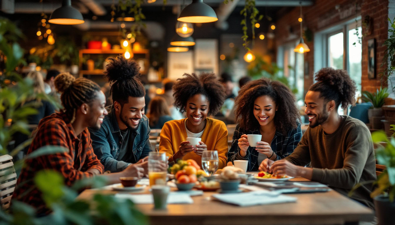 A photograph of a diverse group of people engaging in various activities that reflect their interests and needs