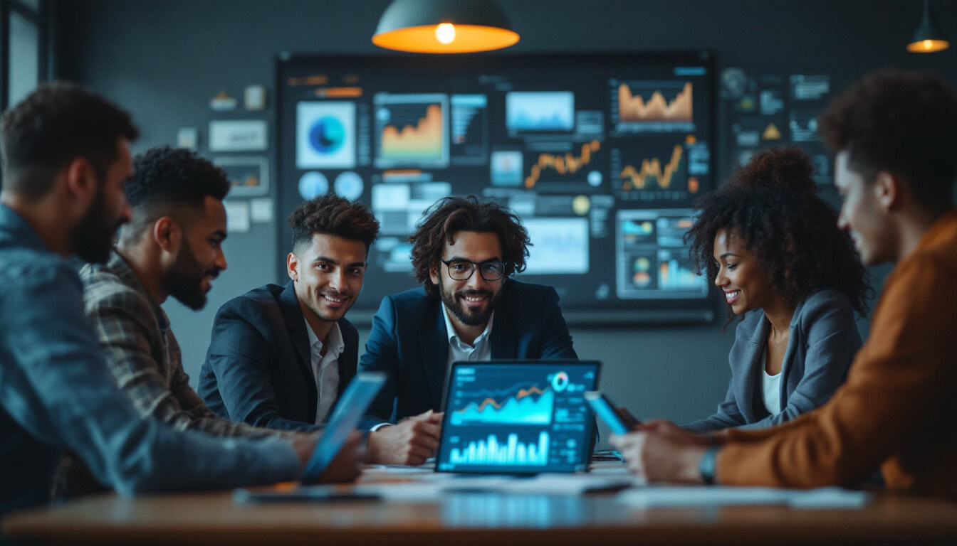 A photograph of capture a photograph of a diverse group of professionals engaged in a brainstorming session