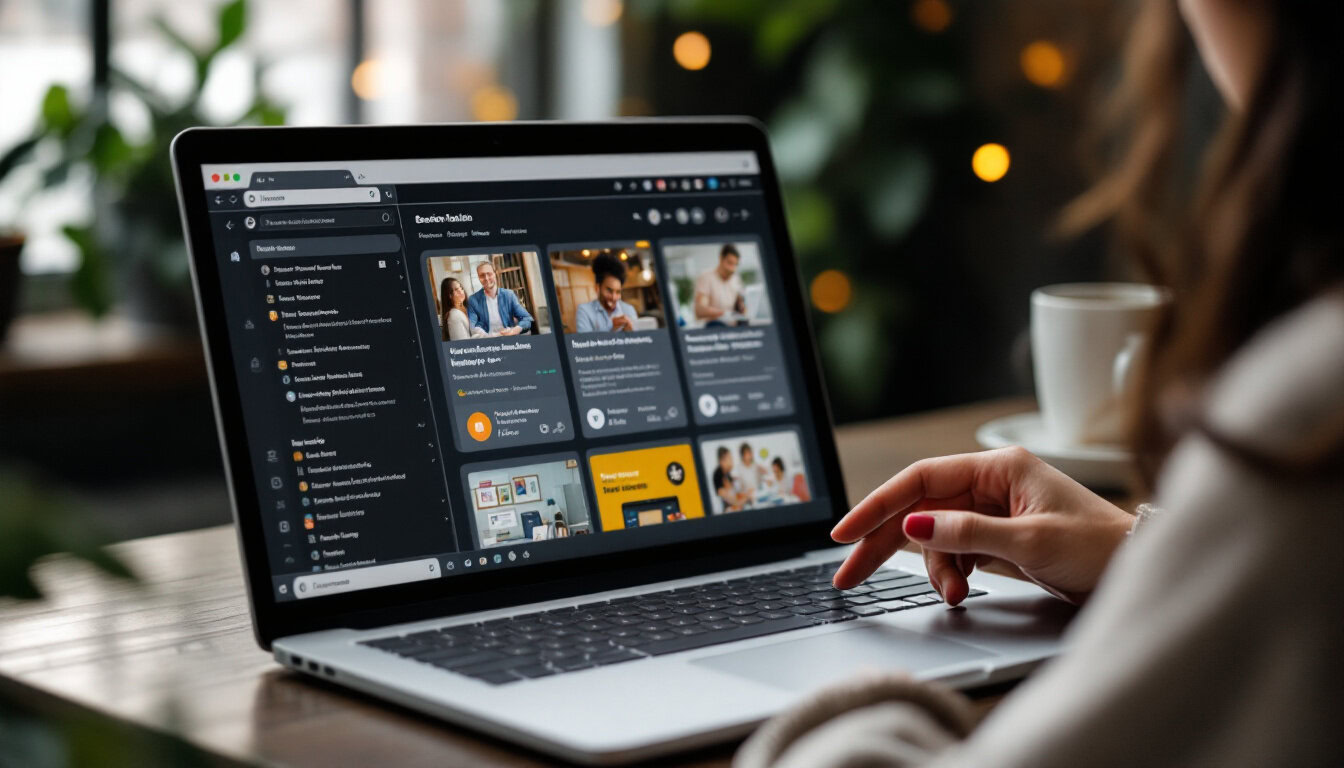 A photograph of a user engaging with a personalized digital interface on a laptop or tablet